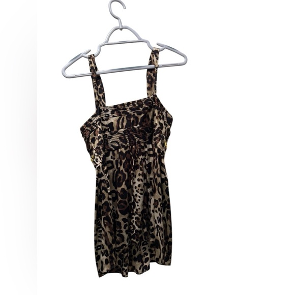 100% Authentic Bebe Silk Leopard Print Babydoll Top Sleeveless Small NWOT - Picture 7 of 10